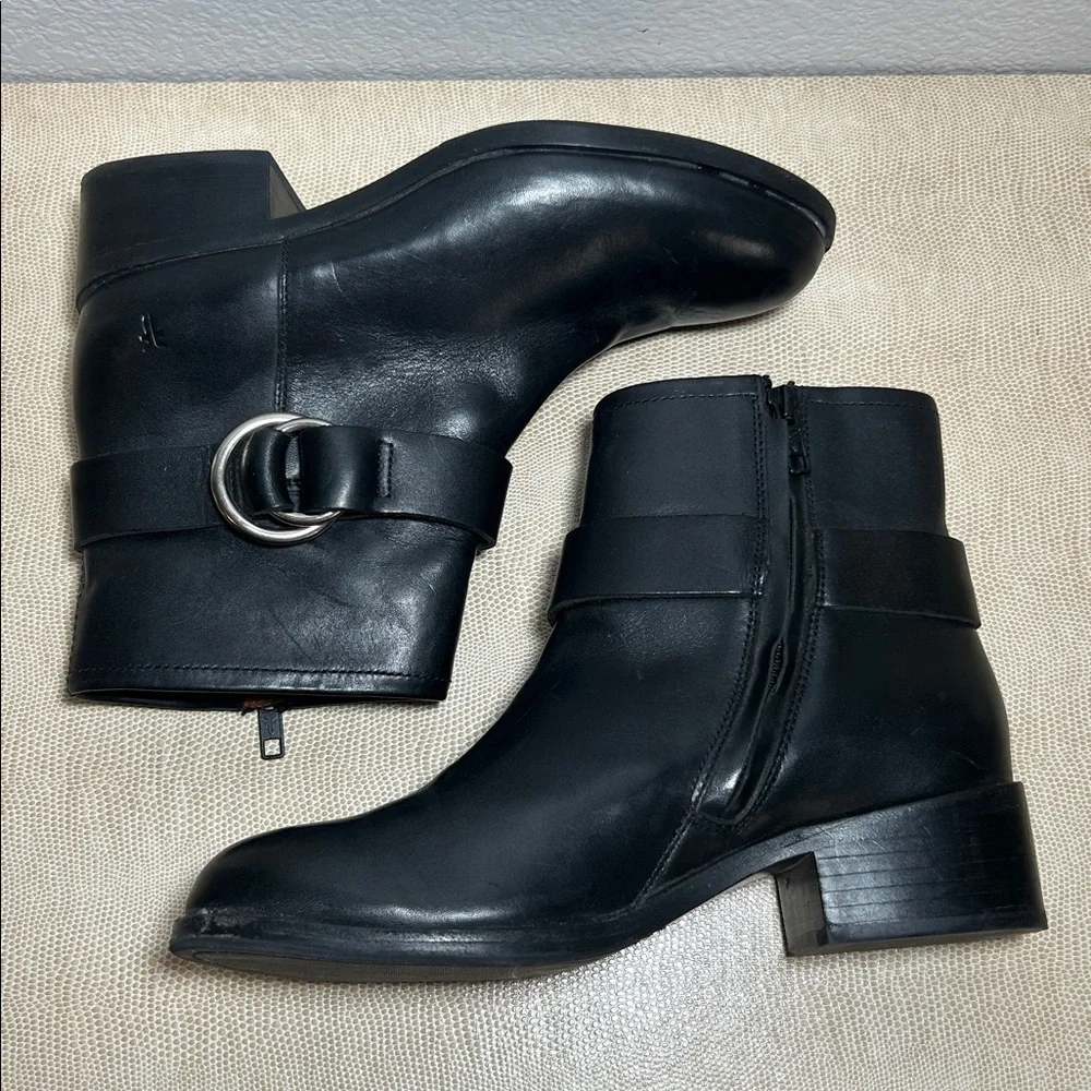 Frye Kristen Harness Short Boot Black Smooth Antique Pull Up 7 B MSRP $358